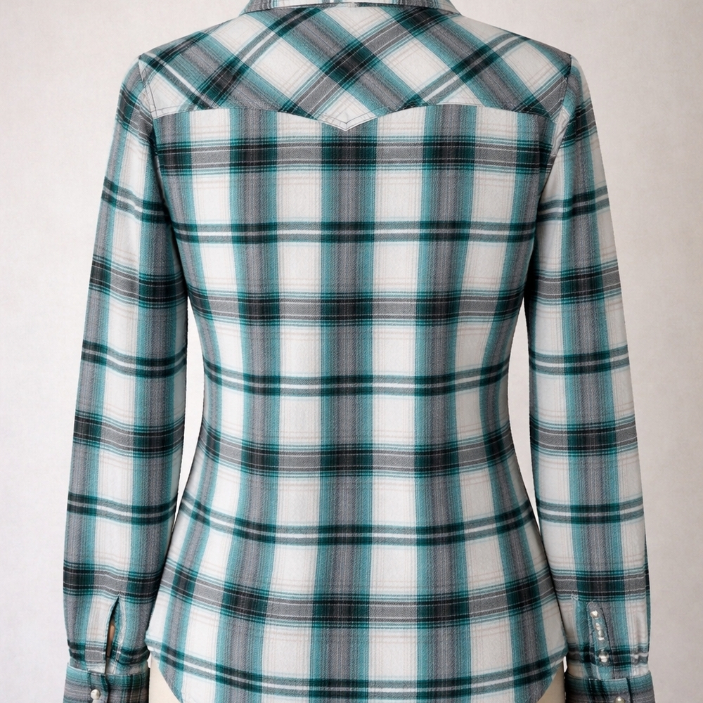 Wrangler Western Pearl Snap Plaid Shirt Women's XL 100% Cotton Ranch Cowgirl - Picture 3 of 7